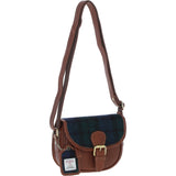 Ashwood Leather & Harris Tweed® Cloth Saddle Bag Tan/Watch: TW-26-04-TW