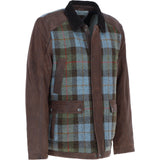Ashwood Leather x Harris Tweed Men's Buff Lamb Leather Jacket with Corduroy Collar Brown/Mcload: TW-903-01-BM