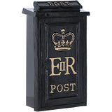 Cast Iron Replica Royal Mail ER Wall Mailbox Black: DI-5558-BG