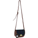 Ashwood Leather & Harris Tweed® Cloth Saddle Crossbody Bag with Twist Lock Tan/Watch: TW-30-04-TW