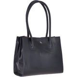 Vegetable Tanned Leather Two Section With Mid Purse Bag Navy : V-26