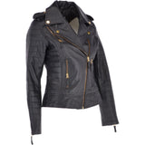 Women's Leather Biker Jacket Black/app: 2741
