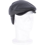 One Piece Sheepskin Leather Flat Cap Black: 04K