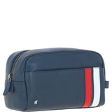 Gabicci Leather Washbag With Striped Navy: GB-64953
