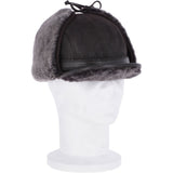 Leather Hunting Trapper Hat With Sheepskin Fur Brown Brissa: 018S
