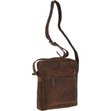 Tablet Friendly Medium Vintage Leather Body Bag Tan: Paddy