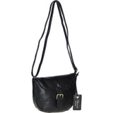 Leather Flap-Over Crossbody Bag Black: Violet