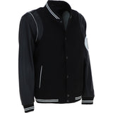 Ashwood Leather Men’s Wool and Leather Bomber Jacket with Striped Collar in Black: AWM-8