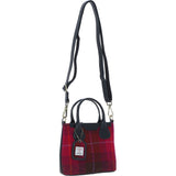 Ashwood Leather & Harris Tweed® Cloth Handbag with Removable Crossbody Strap Navy/Pink: TW-21-06-NP