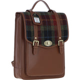 Ashwood Leather & Harris Tweed® Cloth Large Backpack with Twist Lock Tan/Green/Red: TW-38-08-TR