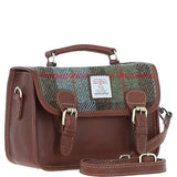 Ashwood Leather & Harris Tweed® Cloth Small Satchel Bag Tan/Mcload: TW-67-02-TM