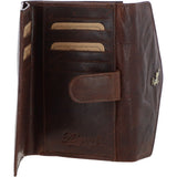 Women's Vintage Wash 12 Card Leather  Purse Brandy : G-42