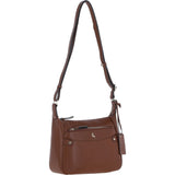 Ashwood Real Leather Top Zip Crossbody Bag 2 Tone Tan: 63931