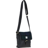 Ashwood Leather & Harris Tweed® Cloth Bodybag Black/Watch: TW-41-03-BW