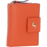 Ashwood Leather RFID Secure Wallet/Purse with Zip and Stud Closure Orange: X-30