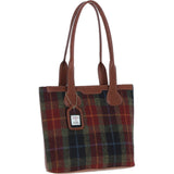 Ashwood Leather & Harris Tweed® Cloth Genuine Leather Shoulder Bag Tan/Green/Red: TW-23-08-TR