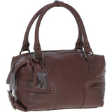 Classic Leather Barrel Bag with Statement Animal Print Charm for Women Brown: 52531