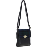 Ashwood Leather & Harris Tweed® Cloth Twist Lock Crossbody Bag Black/Watch: TW-31-03-BW