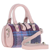 Ashwood Leather & Harris Tweed® Cloth X-Small Barrel Bag Baby-Pink/Pink: TW-60-15-BP