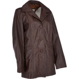 Womens Single Breasted Leather Coat Mid Brown/app: ESMARALDA