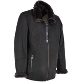 Leather Sheepskin Flying Jacket Black: Anton