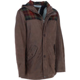 Ashwood Leather x Harris Tweed Men’s Hooded Casual Jacket Brown/Red/Green: TW-905-07-BR