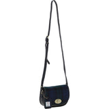 Ashwood Leather & Harris Tweed® Cloth Saddle Crossbody Bag with Twist Lock Black/Watch: TW-30-03-BW