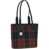 Ashwood Leather & Harris Tweed® Cloth Genuine Leather Shoulder Bag Black/Green/Red: TW-23-07-BR