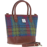 Ashwood Leather & Harris Tweed® Cloth Large Grab Bag  Tan/Purple: TW-64-13-TP