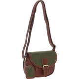 Ashwood Leather & Tweed Saddle Bag Tan/Green Check: TW-26-010-TGNH
