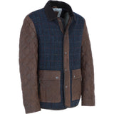 Ashwood Leather x Harris Tweed Men’s Diamond Quilted Stitch Details Casual Jacket Brown/Navy: TW-907-011-BN