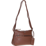 Compact Zip-Closure Leather Crossbody Bag Cognac: Belfast