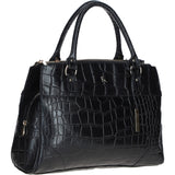 Three Section A4 Croc Print Leather Work Bag Black: A4 Work Bag