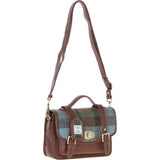 Ashwood Leather & Harris Tweed® Cloth Medium Satchel Bag with Twist Lock Tan/Mcload: TW-34-02-TM