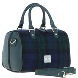 Ashwood Leather & Harris Tweed® Cloth Medium Barrel Bag Green/Watch: TW-62-18-GW