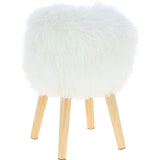 New Zealand Sheepskin Stool Tibetan Ivory: SHORT SHEEPSKIN STOOL