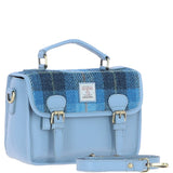 Ashwood Leather & Harris Tweed® Cloth Satchel Bag Baby-blue/Blue: TW-68-19-BB