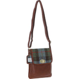 Ashwood Leather & Harris Tweed® Cloth Twist Lock Crossbody Bag Tan/Mcload: TW-31-02-TM