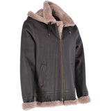 Hooded Sheepskin Flying Jacket Brown/Cream: FEN B3 HOODY