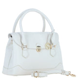 Premium Leather Shoulder Bag with Detachable Crossbody Strap White: Y-56