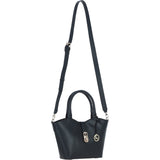 Leather Shoulder Bag with Detachable Crossbody Strap Black: 64739