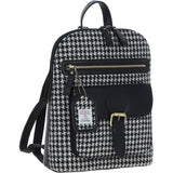 Exquisite Ashwood Leather & Harris Tweed® Cloth Backpack Black/White: TW-25-012-BW