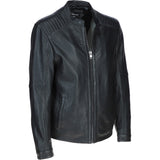 Ashwood Bubble Leather Mandarin Collar Men's Biker Jacket Black: nz-16110