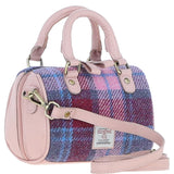 Ashwood Leather & Harris Tweed® Cloth Small Barrel Bag Baby-pink/Pink: TW-61-15-BP
