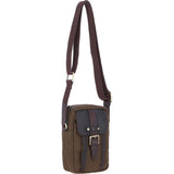 Fenland Canvas & Leather body Bag Brandy/Green: FEN-750
