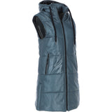 Ashwood Leather Long Gilet with Detachable Hood Grey: Gillet Long