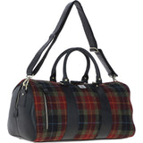 Ashwood Leather & Harris Tweed® Cloth Large Holdall Black/Green/Red: TW-47-07-BR