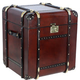 Luxury Handcrafted Leather Large Storage Trunk Chestnut: LF-152