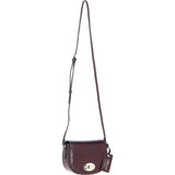 Real Leather Saddle Crossbody Bag Burgundy: 63753