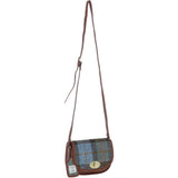 Ashwood Leather & Harris Tweed® Cloth Saddle Crossbody Bag with Twist Lock Tan/Mcload: TW-30-02-TM
